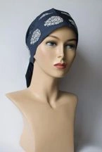 Chusta Basic Long niebieski denim z białym nadrukiem