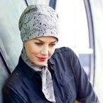 Chusta Basic Short szary z motywem gałązek